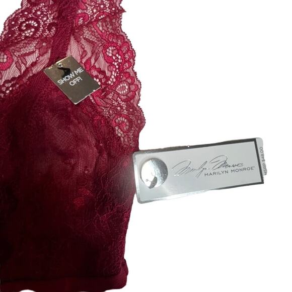 Marilyn Monroe New Show Me Off Negligee Stretchy Bodysuit Maroon Size Small - Picture 12 of 16